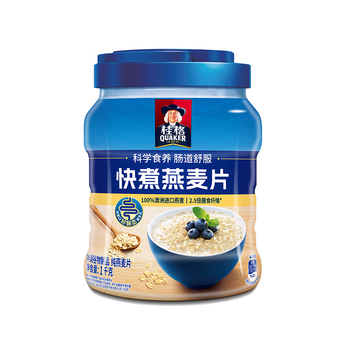桂格（QUAKER）快煮快熟燕麦片1000克罐装 营养早餐 膳食纤维 零添加白砂糖