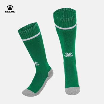 卡尔美（KELME）儿童足球袜长筒青训高筒足球袜子防滑透气专业训练球袜 草绿白