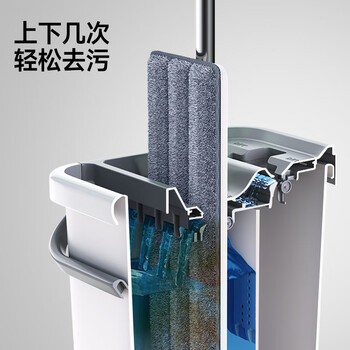 五月花平板拖把33CM杆长127CM2配布刮刮桶免手洗家用懒人吸水墩布拖地 五月花平板拖把33CM杆长127CM2配布刮刮桶免手洗家用懒人吸水墩布拖地