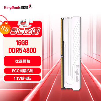 金百达（KINGBANK）16GB DDR5 4800 台式机内存条 银爵