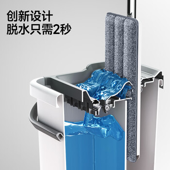 五月花平板拖把33CM杆长127CM2配布刮刮桶免手洗家用懒人吸水墩布拖地 五月花平板拖把33CM杆长127CM2配布刮刮桶免手洗家用懒人吸水墩布拖地