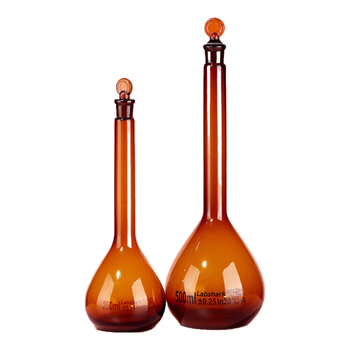 LABSHARK 容量瓶玻璃加厚定量瓶定容瓶磨口具塞耐高温实验室 【棕色】100mL1个/盒