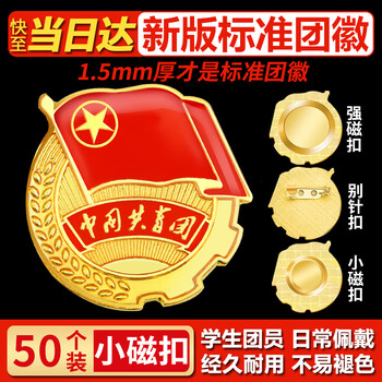 格立特（gelite）2025最新版标准款1.5mm加厚正版2cm中国共青团团徽磁吸团员徽章别针款双面强磁大磁铁扣学生用胸章