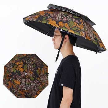 鑫丽鸣 雨伞帽头戴伞垂钓渔具遮阳伞成人户外双层黑胶