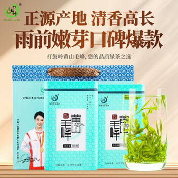 打鼓岭茶叶绿茶 正宗黄山毛峰200克春茶新茶（送礼袋）年货礼盒送人