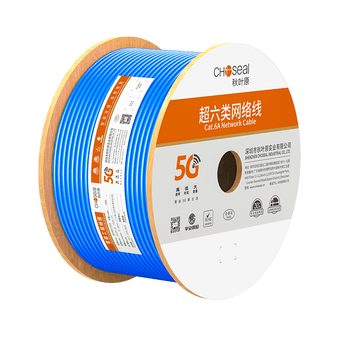 秋叶原（CHOSEAL）超六类屏蔽网线抗干扰降衰减支持万兆设备纯铜导体蓝色305米QS2669BT305