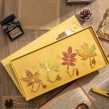 佳茉复古文艺树叶书签银杏叶金属书签礼盒高级感中国风古典礼物送老师纪念品元宵三八女神妇女节伴手礼