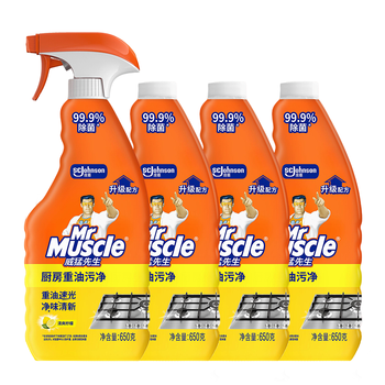 威猛先生（Mr Muscle）油污清洁剂650g+650g*3瓶替换装 厨房重油污净 厨房餐厅油烟净