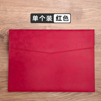 三木（SUNWOOD）A4皮质文件袋档案袋文件包加厚资料按扣防水商务公文袋办公袋 1447 红色