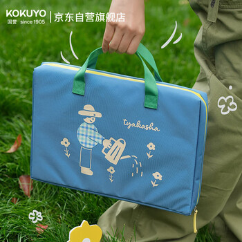 国誉（KOKUYO）【热门商品】Tyakasha塔卡沙联名Pad收纳包平板手提电脑补习袋适用14英寸 蓝色 1个 WSG-KB3M01-6
