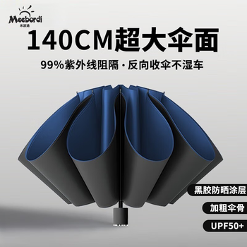 米波迪（Meebordi）雨伞加固加厚结实抗风折叠伞自营三折叠便携晴雨两用防暴雨定制