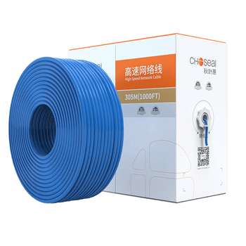 秋叶原（CHOSEAL）原装超五类国标网线CAT5e纯铜线芯 非屏蔽蓝色305米【工程版0.48±0.01mm】QS2608BT305S