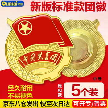 欧唛（oumai）共青团团徽胸章标准款别针磁扣款学生团员团徽5枚装团徽2CM磁扣款3C数码全网低价
