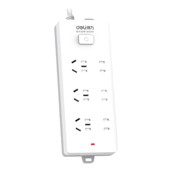 得力（deli）3C认证国标安全插座/插排/插线板/接线板/排插/拖线板 总控开关 儿童保护门 6位5米 18257