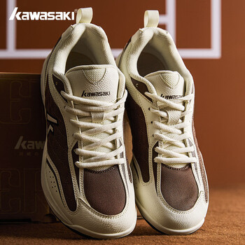 川崎（KAWASAKI）羽毛球鞋男款无界减震防滑透气运动跑步训练C32012  金棕色 36