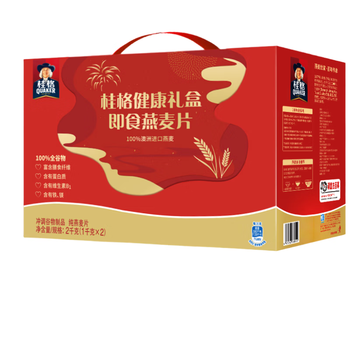 桂格即食燕麦片礼盒1000克*2早餐膳食零添加白砂糖礼盒送父母中老年
