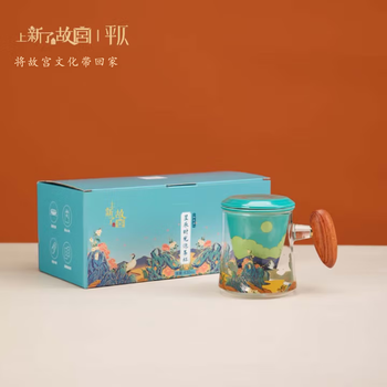 平仄故宫文创瓷杯带盖玻璃茶水分离杯高颜值礼物送礼御花园彩盒无杯垫