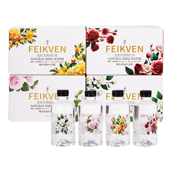 斐矿新品尝鲜克东天然苏打水冬梅花415ml*12瓶/箱无糖无气健身饮用
