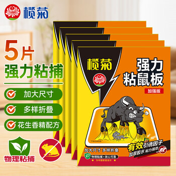 榄菊超强力粘鼠板5片老鼠贴抓老鼠捕鼠胶贴 加厚加黏