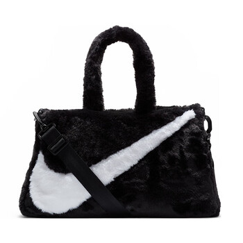 耐克NIKE男女斜挎包 时尚可爱手提包毛绒包休闲包FB3050-010黑白均码