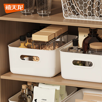 禧天龙桌面收纳盒杂物零食储物盒厨房收纳置物架 无盖款 13L奶白1个装
