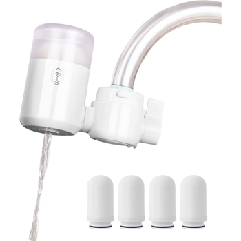 京东京造 水龙头净水器 过滤器 家用厨房自来水前置过滤器 可视化可清洗滤芯 1机4芯套装