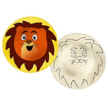 苏拉达（Surada）绘画diy帽子 草帽儿童线稿幼儿园手工涂鸦手绘草帽彩绘草帽防晒 草帽狮子含颜料画笔套装sd248