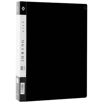 绿文A4黑色打孔文件夹活页夹D型两孔插页双孔2孔收纳夹资料夹办公用品塑料学生用高中生用穿孔活动夹子