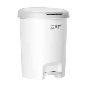 五月花手按脚踏垃圾桶带盖12L双开盖锁味办公宿舍卫生间垃圾桶家用
