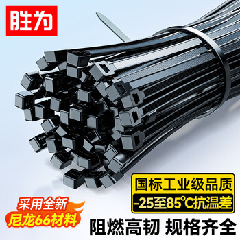 胜为自锁式尼龙塑料扎带大号3.6*200mm 100根/袋 桌面电脑走线网线电话线收纳卡扣黑色束线带CGZ4201G
