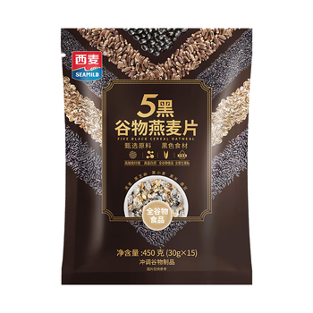 西麦5黑混合谷物燕麦片450g 冲饮谷物代餐即食营养早餐无额外添加蔗糖