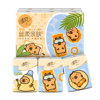 清风丝柔无香手帕纸4层 7张*12包 纸巾 小包 便携装 大尺寸