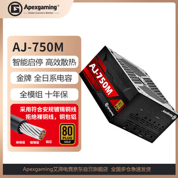 艾湃电竞（Apexgaming）AJ-750M 额定750W 全模组电源旗舰型 80PLUS金牌 全日系电容 智能启停