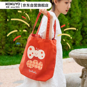 国誉(KOKUYO)Tyakasha塔卡沙联名托特包便携时尚帆布袋手提袋补习袋简约单肩包 红色 1个 WSG-KB3M02-5