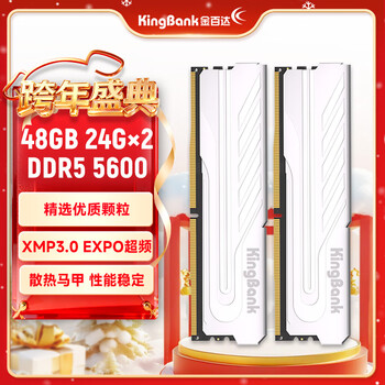 金百达（KINGBANK）48GB(24GBX2)套装 DDR5 5600 台式机内存条 银爵系列
