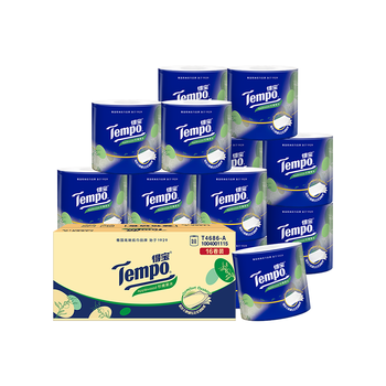 得宝（TEMPO）一博同款 卷纸 杉青果木味4层160g*16卷卫生纸 纸巾 有芯卷筒纸