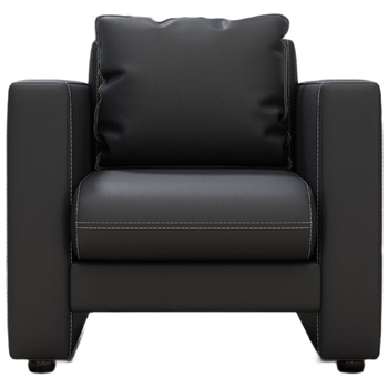 隆旭办公沙发办公室简约会客接待沙发商务皮沙发 黑色牛皮单人位