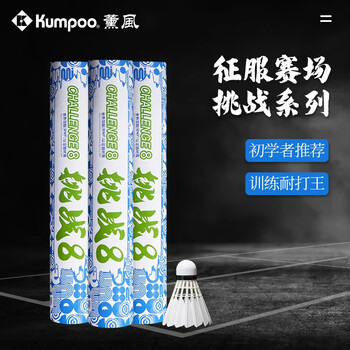 薰风（KUMPOO）挑战8羽毛球 耐打飞行稳定熏风专业训练比赛用球12只装