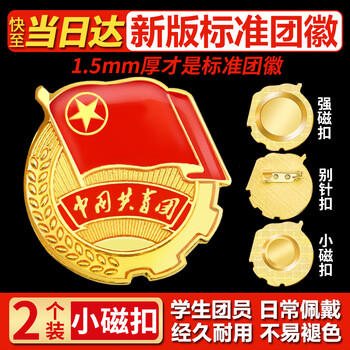 格立特（gelite）2025最新版标准款1.5mm加厚正版2cm中国共青团团徽磁吸团员徽章别针款双面强磁大磁铁扣学生用胸章