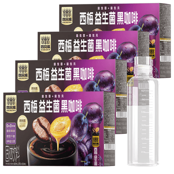 四只猫咖啡云南速溶西梅益生菌黑咖啡 0蔗糖 0脂肪 健身搭配 30条*4盒 120条