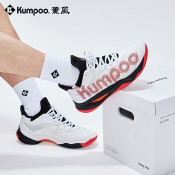 薰风（KUMPOO）羽毛球鞋耐磨减震透气熏风比赛训练鞋厚羿KH-G826 白/红/黑  37