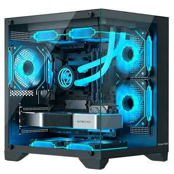 长城（Great Wall）视界S1 Mini黑色海景房电脑机箱（M-ATX/240水冷位/双面玻璃/7风扇位）