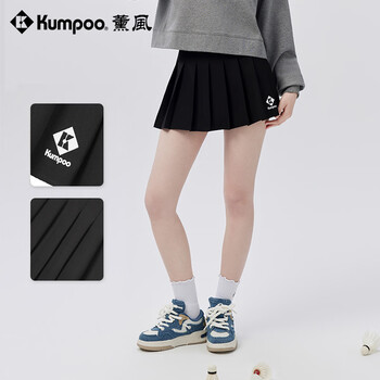 薰风（KUMPOO）羽毛球短裙百搭跑步运动半身裙女熏风K243W-7033 黑色 XL