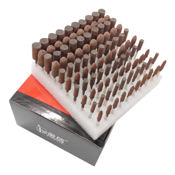 金信芝麻磨头3mm柄抛光轮圆柱型打磨头椭圆尖模具金属精磨抛光电磨机气动风磨笔气磨头不锈钢混合套装100个