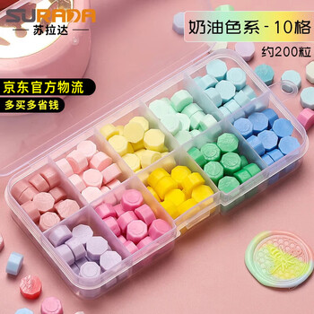 苏拉达（Surada）火漆印章蜡粒10色 火漆印章套装火漆蜡粒儿童diy创意火星印章蜡粒 火气印章蜡粒全套便宜HQ086