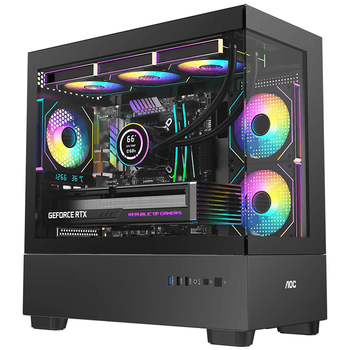 AOCCG393B黑色 游戏电脑台式海景房主机箱 双面玻璃/MATX主板/360水冷/9风扇位/上下分仓