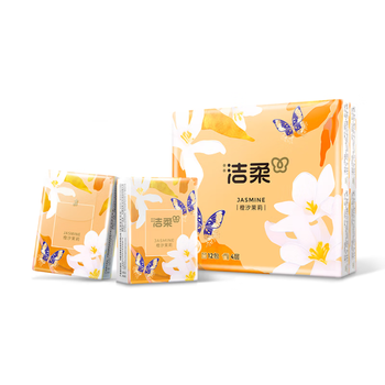 洁柔手帕纸橙汐茉莉4层7片*12包纸巾小包便携装新老品交替发货 高级香