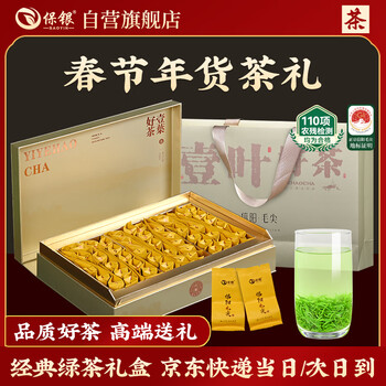保银信阳毛尖新茶绿茶春茶明前特级高山嫩芽袋装5克*48袋春节送礼推荐