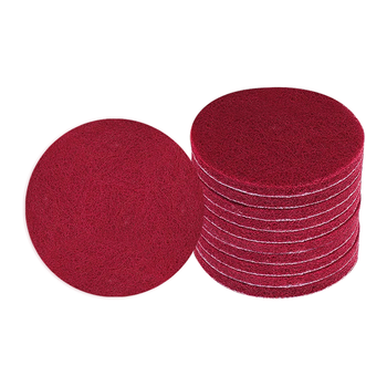 金信植绒百洁布4寸100mm工业用角磨机用圆形植绒自粘清洁拉丝打磨抛光除锈去毛刺(10片)红绿各2+吸盘混合装