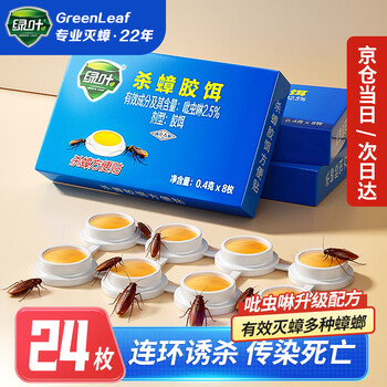 绿叶蟑螂药杀蟑胶饵24枚装杀蛮蠊方便贴灭蟑杀虫剂7106/3